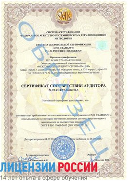 Образец сертификата соответствия аудитора №ST.RU.EXP.00006191-3 Хороль Сертификат ISO 50001